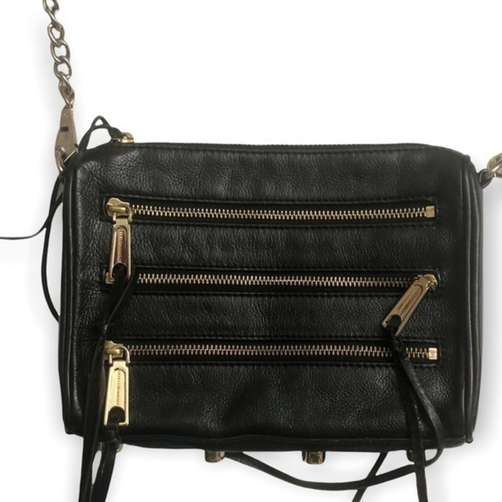 Rebecca MINKOFF black leather multi zipper crossbody bag
